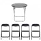 Masa plianta rotunda cu 4 scaune blat mdf 60x65cm negru Zilan ZLN6951_4S
