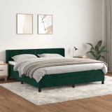 vidaXL Pat box spring cu saltea, verde &icirc;nchis, 180x200 cm, catifea 3130916
