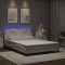 vidaXL Cadru de pat cu lumini LED, alb, 120x200 cm, piele ecologică 3214009