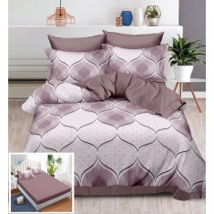 Lenjerie Pat Pluto Sx103, Bumbac, 6 Piese, Cu Elastic, Bej, Rosu