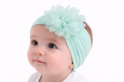 Bentita verde menta lata cu floare aplicata foto