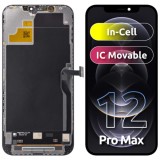 Display cu Touchscreen JK pentru Apple iPhone 12 Pro Max, cu Rama, Versiune LCD In-Cell IC Movable, Negru