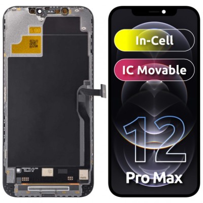 Display cu Touchscreen JK pentru Apple iPhone 12 Pro Max, cu Rama, Versiune LCD In-Cell IC Movable, Negru foto
