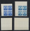 Romania 1937 Antanta Balcanică serie rarisima in blocuri de 4 NEdantelate cu colt de coala MNH, doar 8 au existat din 200 serii emise, Arhitectura, Nestampilat