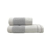 Set 2 Prosoape ET17027 Alb-Gri 50x100 si 70x140 cm (Bumbac 100%)