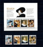 St. Lucia 1977 - Rubens, picturi, arta, serie si bloc neuzat