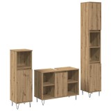 Set de Mobilier pentru Baie &icirc;n Trei Piese Stejar Artizanal Lemn Prelucrat