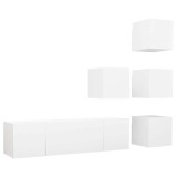 Cumpara ieftin Set dulapuri TV, 6 piese, alb, lemn prelucrat