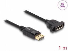 Cablu prelungitor Displayport 8K30Hz T-M 1m montare panou, Delock 87825