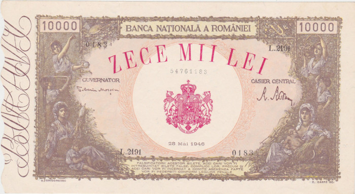 ROMANIA 10000 lei MAI 1946 aUNC