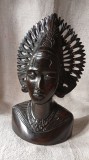 Indonezia bust din lemn sculptat manual