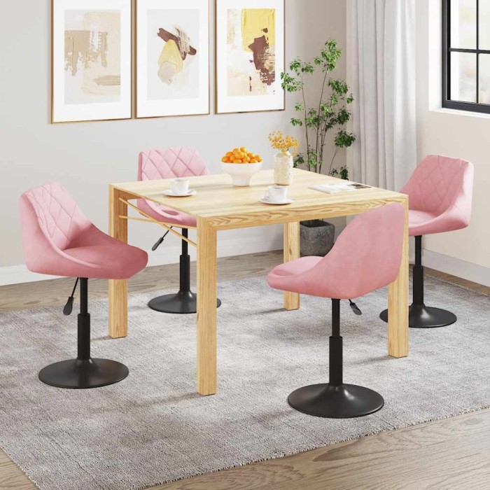 vidaXL Scaune de masă pivotante, 4 buc, roz, catifea
