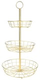 Cumpara ieftin Fructiera, 3 etaje, metal, auriu, diametru aprox. 33cm