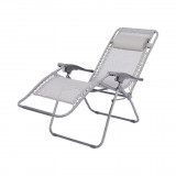 Sezlong Pliabil Gradina OPP Bergama Gri, Otel, Reglabil, 162x65cm, 100kg