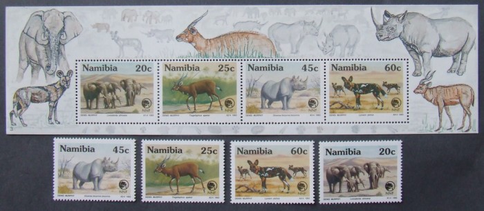 NAMIBIA-- FAUNA PROTEJATA-4 v.+ 1 coala mica-NAM 10