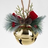 Ornament Brad de Craciun Clopot Aurii cu Pomusoare &amp; Conuri 8cm, CMCLASS