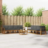 vidaXL Set de canapele de exterior cu pernă 9 pcs Natural și Antracit 3366195