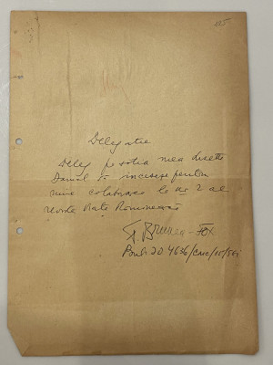 Filip Brunea Fox - Filip Brauner - document vechi - manuscris semnatura olografa foto