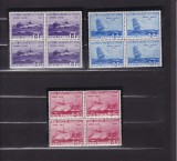 ROMANIA 1936 LP 116 PRIMA EXPOZITIE MARINAREASCA BLOCURI DE 4 TIMBRE MNH, Nestampilat