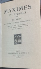 Maximes et pensees (Maxime si cugetari- carte veche in franceza)- Chamfort foto