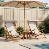 Scaun de plaja 2 pcs 3 Pozitie Lemn de eucalipt masiv Crem