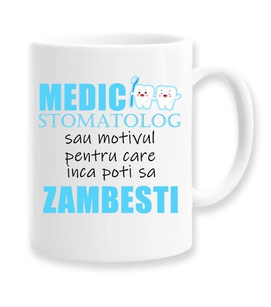 Cana alba personalizata &quot;Medic stomatolog&quot;, INOVATIX&reg;. 330ml