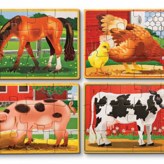 Set 4 puzzle lemn in cutie Animale domestice Melissa and Doug