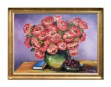 Cumpara ieftin Tablou vaza cu maci regali, cirese si carte inramat, 70x50cm ulei pe panza, Constantin Feraru