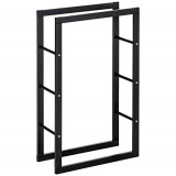 Suport pentru lemn pentru casa si gradina din fier negru, design modern si elegant 60&times;25&times;100cm HOMCOM | Aosom Romania