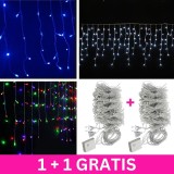 Instalatie Turturi Luminoasa 4m, 100 LED Multicolor/Albastru/Alb Rece, 8 Jocuri Lumini, Exterior/Interior, 1+1 GRATIS