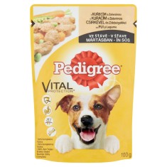 Hrana umeda caini, Pedigree, plic 100 g, toate taliile, adult, carne de pui si legume