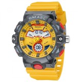 Ceas de mana barbatesc Smael Digital Sport Alarma Quartz Cronometru Lumina de fundal Galben