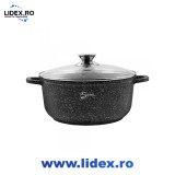 Oala cu capac Samus TOL26-OC, TOLEDO LINE, 26x12 cm, 5.5l, Capac din sticla termorezistenta, Negru