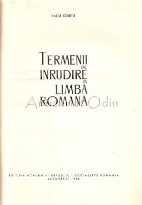 Termenii De Inrudire In Limba Romana - Vasile Scurtu