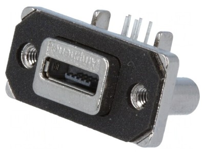 Soclu USB AB micro MUSB THT 5 pini unghi 90&amp;deg; IP67 foto
