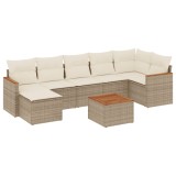 Cumpara ieftin Set canapele de gradina, 8 piese, cu perne, bej, poliratan