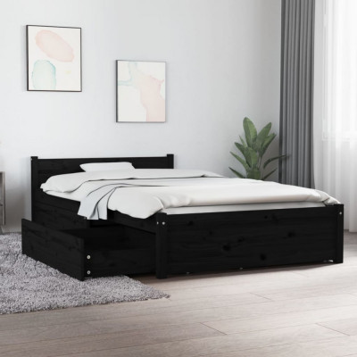 vidaXL Cadru de pat cu sertare, negru, 90x200 cm foto