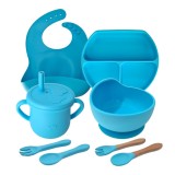 Set diversificare din silicon pentru bebelsi din 8 piese, Albastru