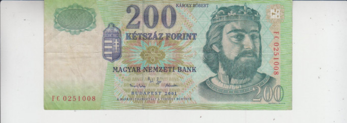 B11 16 - Bancnota foarte veche - Ungaria - 200 forint - 2001