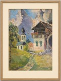 Tablou, lucrare veche, 1976, Peisaj montan, ulei pe carton, semnătura neidentificată, se vinde fără ramă, 40x30 cm