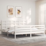 Cumpara ieftin Cadru de pat cu tăblie Super King Size, alb, lemn masiv