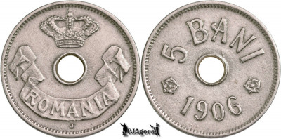 1906 J, 5 Bani - Carol I - Regatul Rom&amp;acirc;niei | KM 31 | stare UNC foto