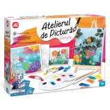 Set Pictură Acrilică AS, Atelierul de Pictură, Multicolor, Panza și Carton, Vopsele 5 Culori, Ghid Instructaj, 7+ Ani
