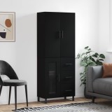 Cumpara ieftin Dulap &icirc;nalt, negru, 69,5x34x180 cm, lemn compozit