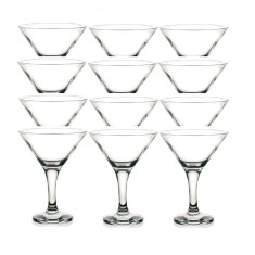 Set 12 Pahare din Sticla Incolora Pasabache Bistro, 190 ml, 136 mm, Pentru Martini, Cu Picior, Pahare Sticla Pasabahce, Pahare Cristal, Pahare cu Pici