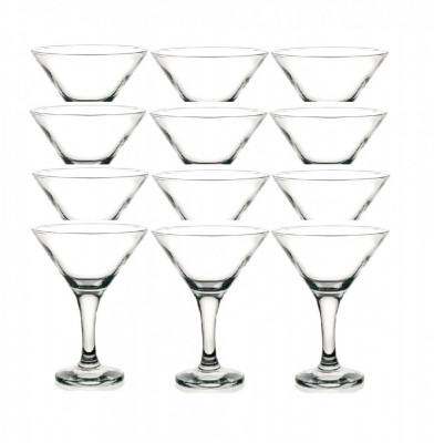 Set 12 Pahare din Sticla Incolora Pasabache Bistro, 190 ml, 136 mm, Pentru Martini, Cu Picior, Pahare Sticla Pasabahce, Pahare Cristal, Pahare cu Pici foto