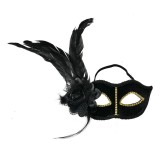 Cumpara ieftin Masca Venetiana decorativa neagra aurie 22x9x21 cm