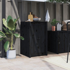 vidaXL Uși de bucătărie de exterior, negru, 50x9x82 cm, lemn masiv pin