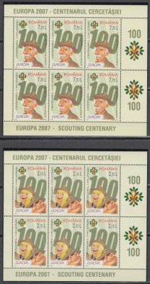 2007 LP 1762 c EUROPA CENTENARUL CERCETASIEI PERECHE BLOCURI 6 TIP I SUS MNH foto