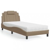 VidaXL Pat cu saltea, cappuccino, 90x200 cm piele ecologică